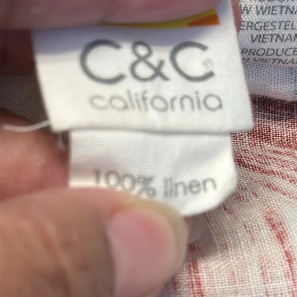 Women's C&C California Floral Leaves Boxy Linen Sleeveless Blouse Size Large EUC - Picture 7 of 9